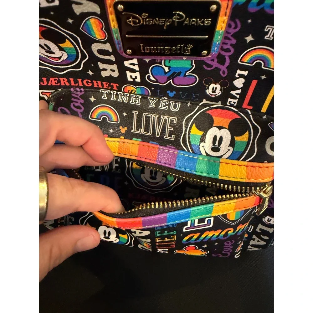 Disney Parks Loungefly Pride Mickey Mouse Love Rainbow Mini Backpack Black Bag